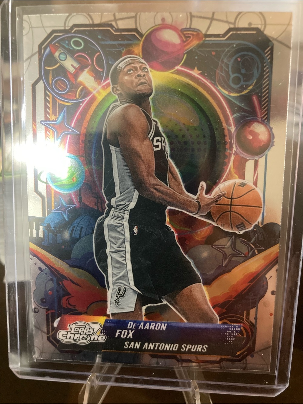 Topps Chrome De'Aaron Fox San Antonio Spurs Black & Gray Card